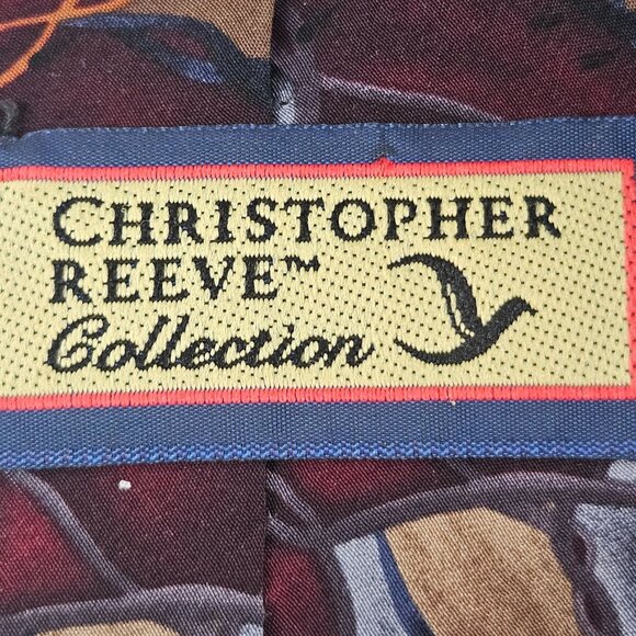 Christopher Reeve Collection Mens Tie Silk Tie Abstract Pattern Dana Reeve One - Picture 2 of 6